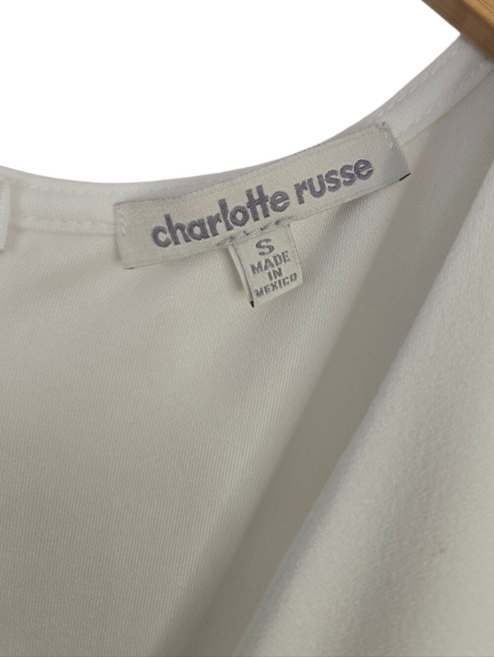 🤍 Charlotte Russe White Bodycon Faux Wrap Cocktail Dress | Size Small - Picture 4 of 5